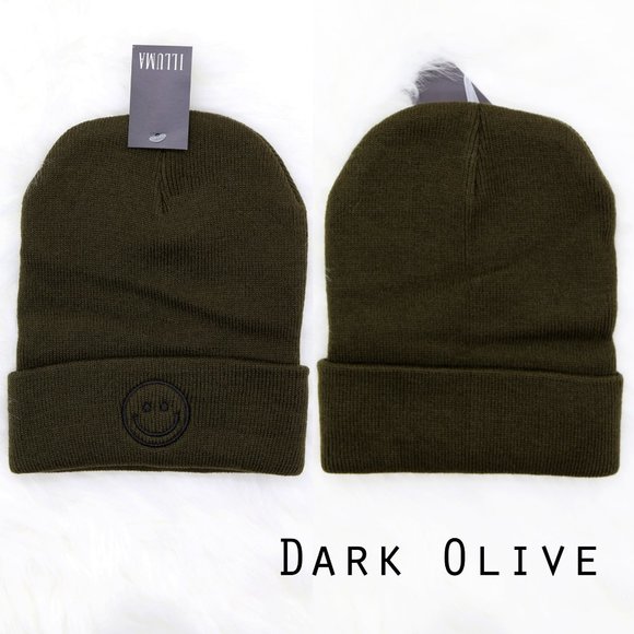 NEW Smile Smiley Happy Face Emoji Embroidered Cozy Soft Warm Rib Knit Beanie Hat - Picture 11 of 14